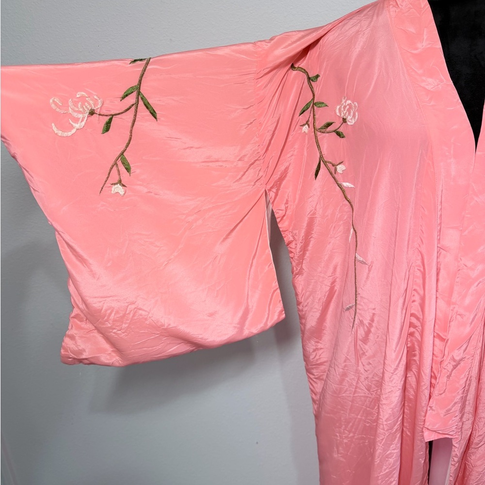Vintage Japanese Kimono Cherry Blossom Embroidered One Size - Picture 4 of 10